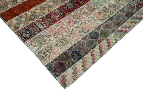 Kırk Yama Gri Patchwork Pamuk Yün El Dokuma Halısı 202x308 Agacan