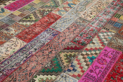 Kırk Yama Kırmızı Patchwork Pamuk Yün El Dokuma Halısı 204x306 Agacan