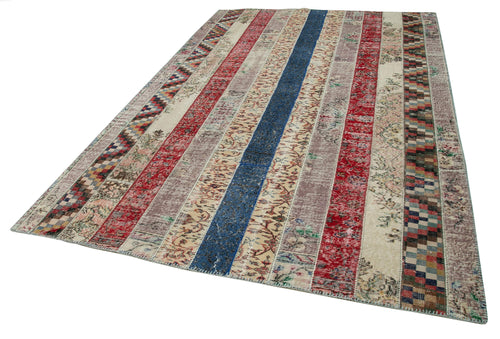 Kırk Yama Gri Patchwork Pamuk Yün El Dokuma Halısı 203x308 Agacan
