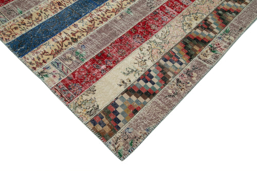Kırk Yama Gri Patchwork Pamuk Yün El Dokuma Halısı 203x308 Agacan