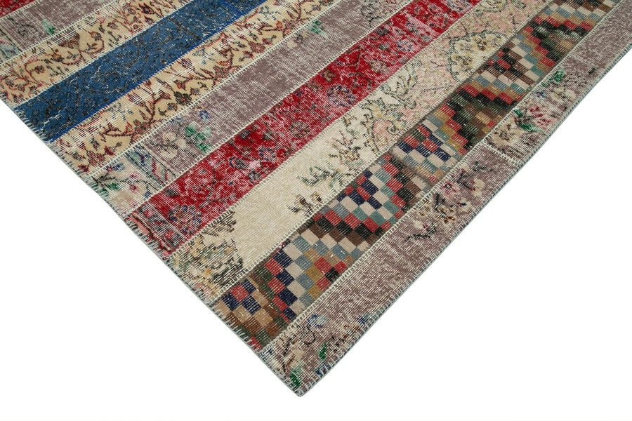 Vintage Patchwork Çok Renkli Geometrik Desenli Halı 203x308 cm – Koridor kullanımı