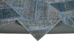 Kırk Yama Mavi Patchwork Pamuk Yün El Dokuma Halısı 198x300 Agacan