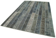 Kırk Yama Gri Patchwork Pamuk Yün El Dokuma Halısı 203x304 Agacan