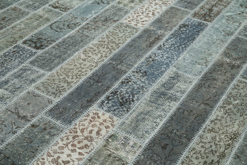 Kırk Yama Gri Patchwork Pamuk Yün El Dokuma Halısı 203x304 Agacan