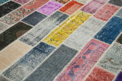Kırk Yama Gri Patchwork Pamuk Yün El Dokuma Halısı 206x306 Agacan