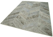 Kırk Yama Gri Patchwork Pamuk Yün El Dokuma Halısı 191x262 Agacan