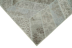 Kırk Yama Gri Patchwork Pamuk Yün El Dokuma Halısı 191x262 Agacan