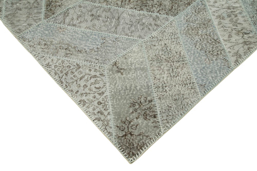 Kırk Yama Gri Patchwork Pamuk Yün El Dokuma Halısı 191x262 Agacan
