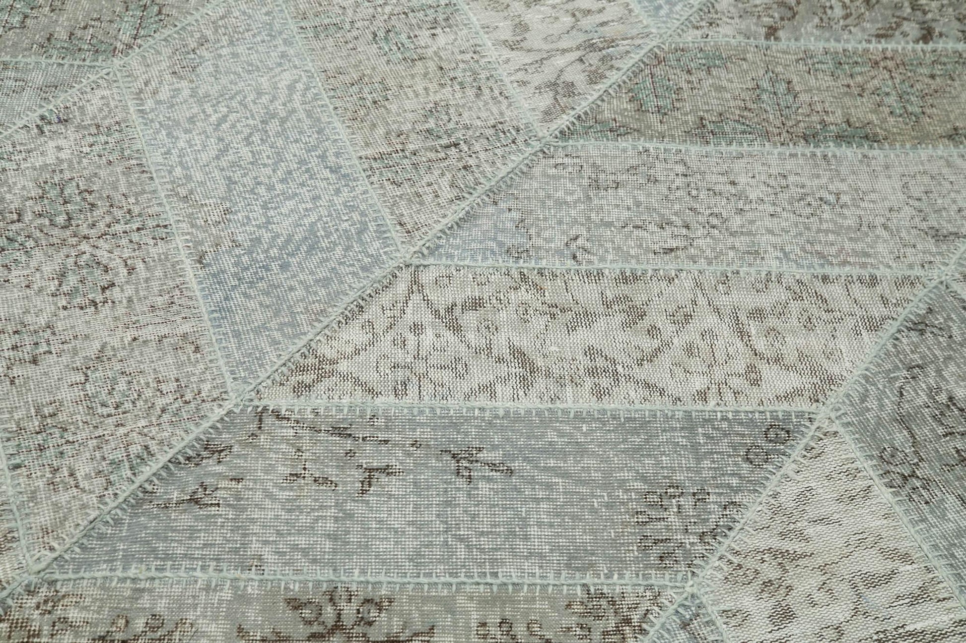Kırk Yama Gri Patchwork Pamuk Yün El Dokuma Halısı 191x262 Agacan