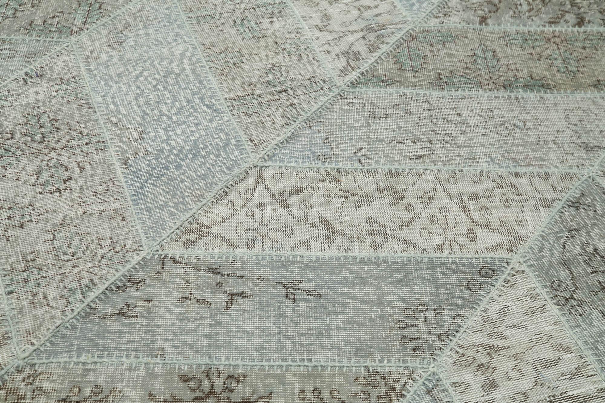 Kırk Yama Gri Patchwork Pamuk Yün El Dokuma Halısı 191x262 Agacan