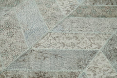 Kırk Yama Gri Patchwork Pamuk Yün El Dokuma Halısı 191x262 Agacan