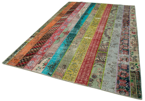 Kırk Yama Gri Patchwork Pamuk Yün El Dokuma Halısı 203x304 Agacan