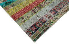 Kırk Yama Gri Patchwork Pamuk Yün El Dokuma Halısı 203x304 Agacan