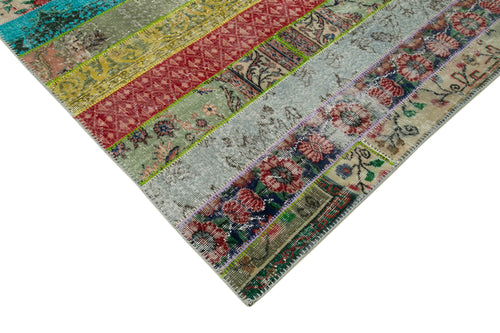 Kırk Yama Gri Patchwork Pamuk Yün El Dokuma Halısı 203x304 Agacan