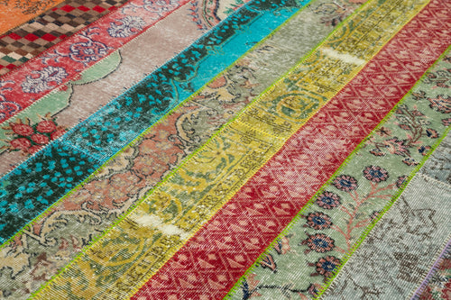 Kırk Yama Gri Patchwork Pamuk Yün El Dokuma Halısı 203x304 Agacan