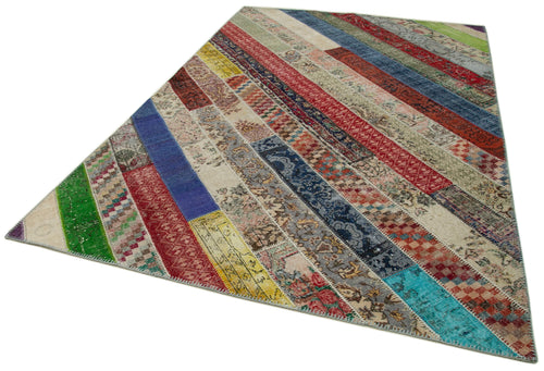 Kırk Yama Gri Patchwork Pamuk Yün El Dokuma Halısı 204x308 Agacan