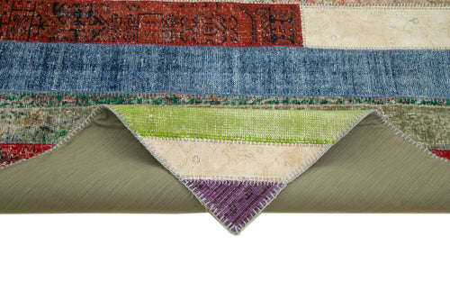 Kırk Yama Gri Patchwork Pamuk Yün El Dokuma Halısı 204x308 Agacan