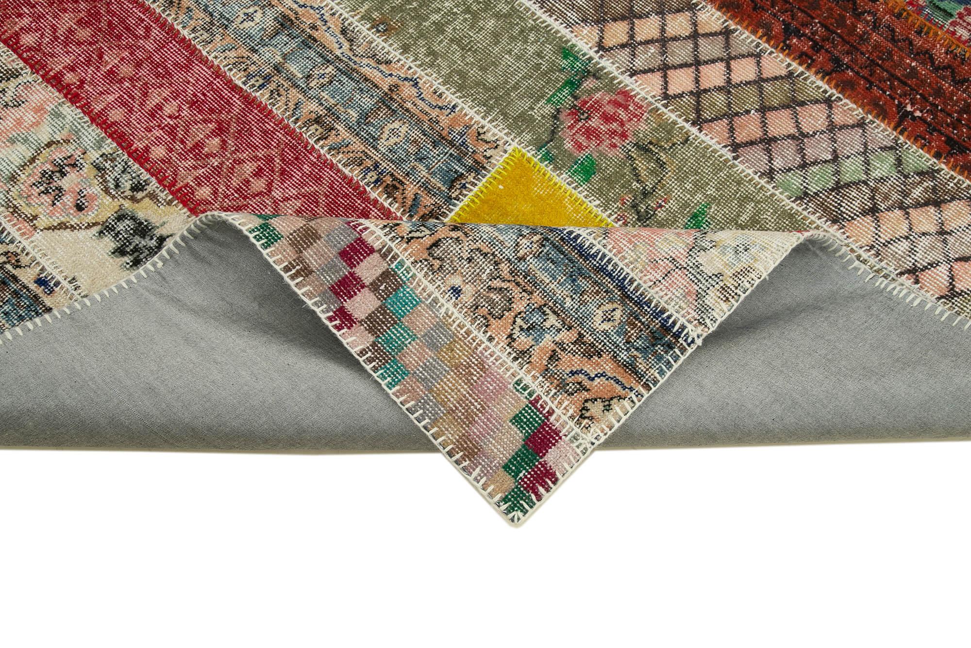 Kırk Yama Gri Patchwork Pamuk Yün El Dokuma Halısı 202x305 Agacan