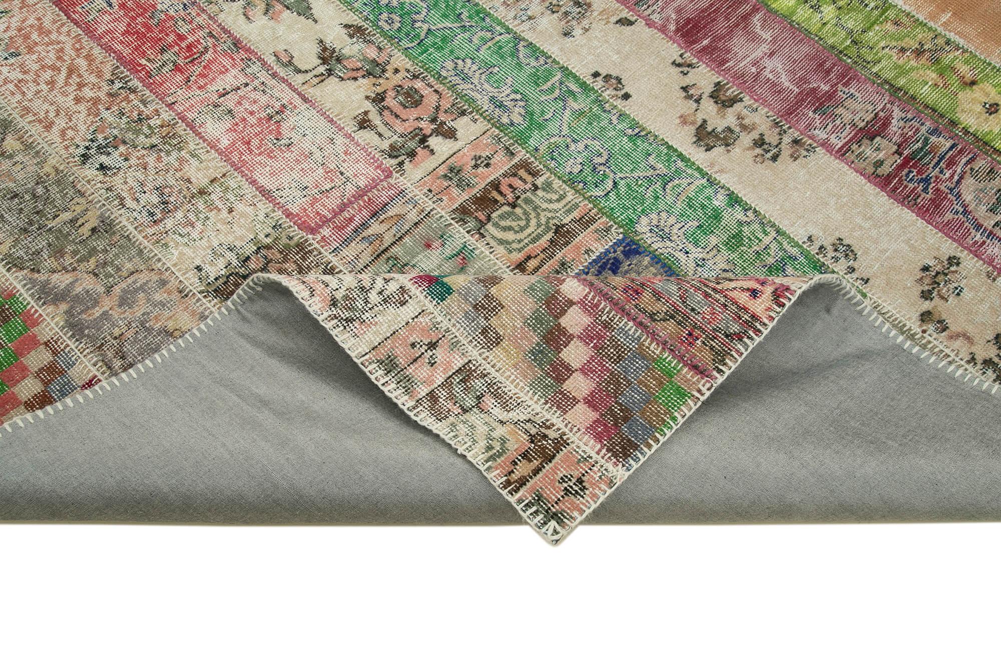 Kırk Yama Kırmızı Patchwork Pamuk Yün El Dokuma Halısı 200x305 Agacan