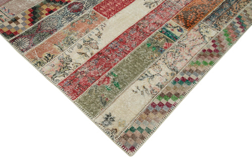 Kırk Yama Kırmızı Patchwork Pamuk Yün El Dokuma Halısı 203x306 Agacan