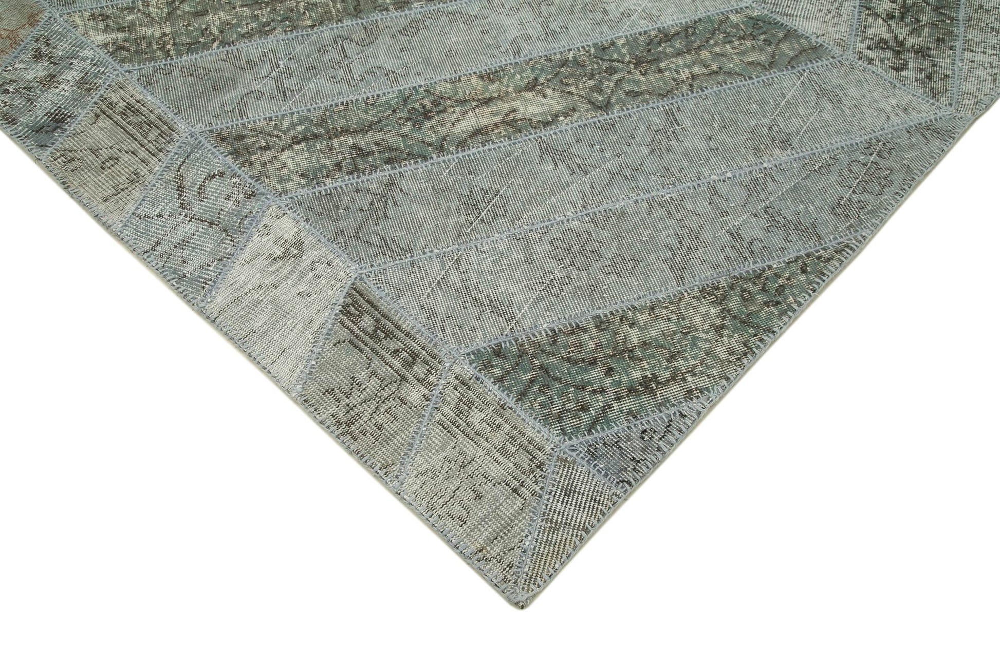 Kırk Yama Gri Patchwork Pamuk Yün El Dokuma Halısı 197x321 Agacan