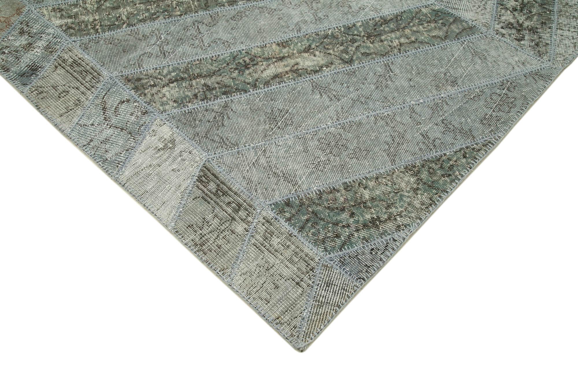 Kırk Yama Gri Patchwork Pamuk Yün El Dokuma Halısı 197x321 Agacan