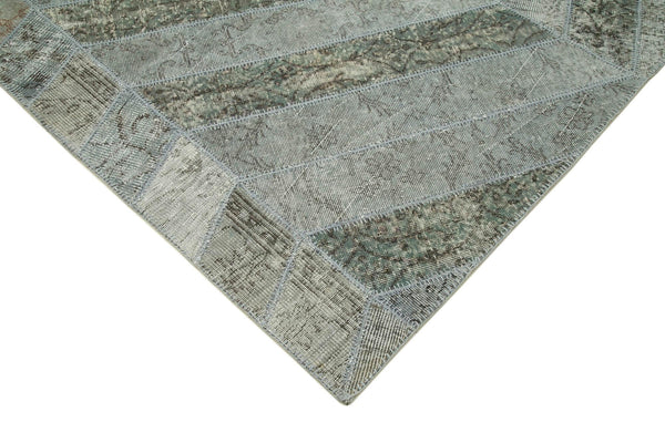 Kırk Yama Gri Patchwork Pamuk Yün El Dokuma Halısı 197x321 Agacan