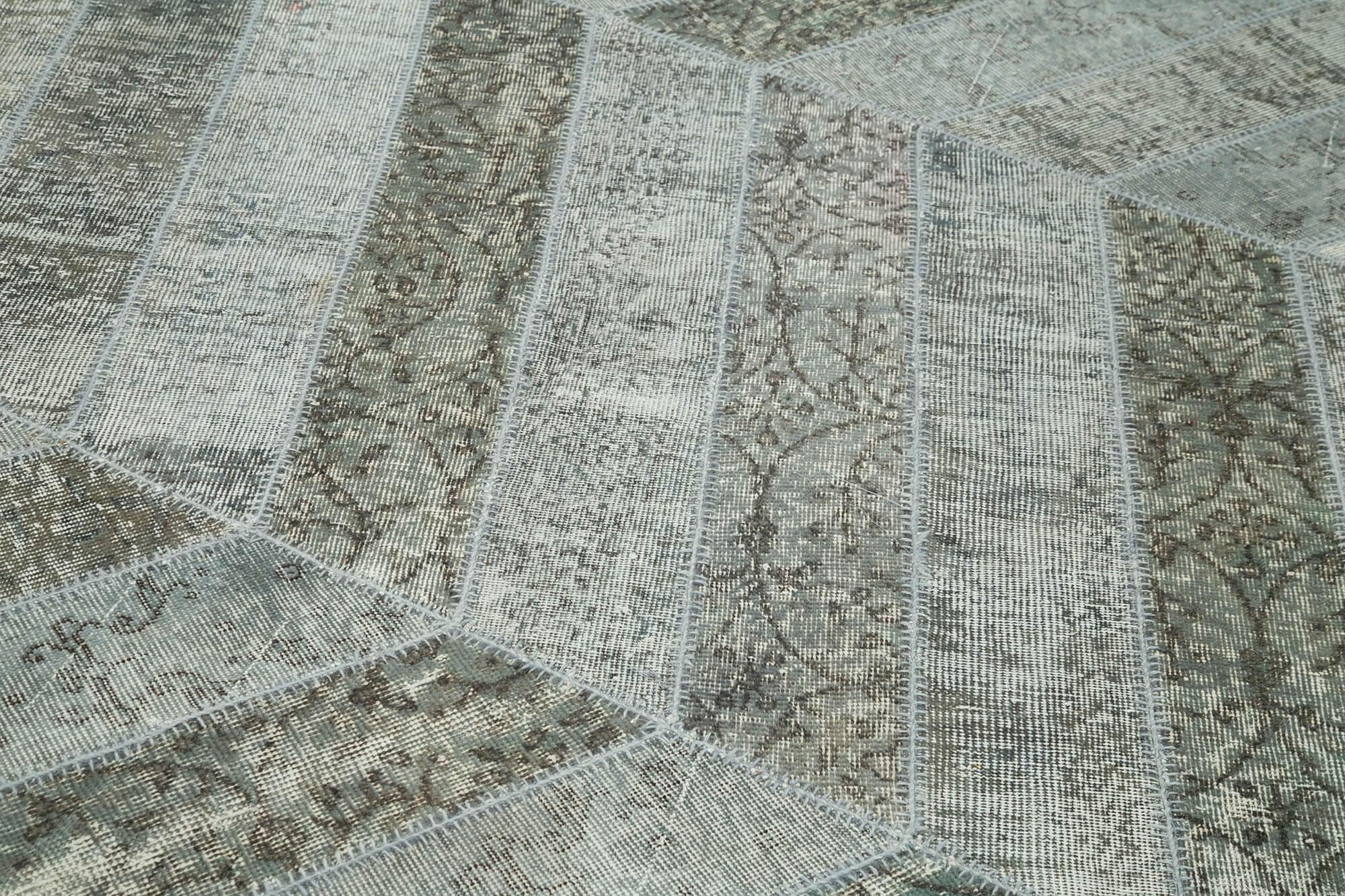 Kırk Yama Gri Patchwork Pamuk Yün El Dokuma Halısı 197x321 Agacan