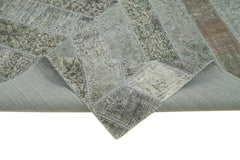 Kırk Yama Gri Patchwork Pamuk Yün El Dokuma Halısı 197x321 Agacan