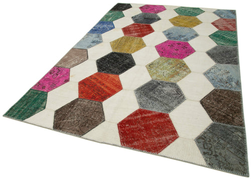 Kırk Yama Gri Patchwork Pamuk Yün El Dokuma Halısı 195x288 Agacan