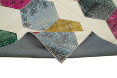 Kırk Yama Gri Patchwork Pamuk Yün El Dokuma Halısı 195x288 Agacan