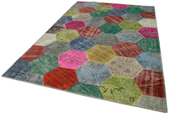 Kırk Yama Gri Patchwork Pamuk Yün El Dokuma Halısı 203x306 Agacan