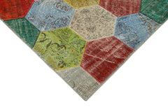 Kırk Yama Gri Patchwork Pamuk Yün El Dokuma Halısı 203x306 Agacan