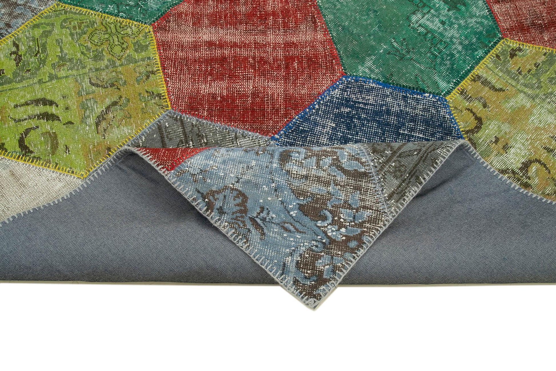Kırk Yama Gri Patchwork Pamuk Yün El Dokuma Halısı 203x306 Agacan