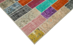 Kırk Yama Gri Patchwork Pamuk Yün El Dokuma Halısı 206x307 Agacan
