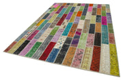 Kırk Yama Gri Patchwork Pamuk Yün El Dokuma Halısı 210x306 Agacan