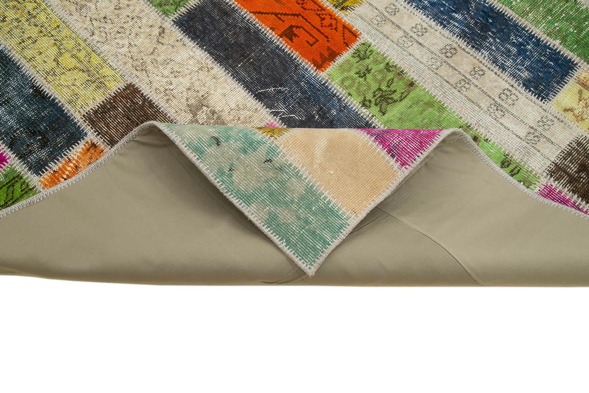 Kırk Yama Gri Patchwork Pamuk Yün El Dokuma Halısı 210x306 Agacan