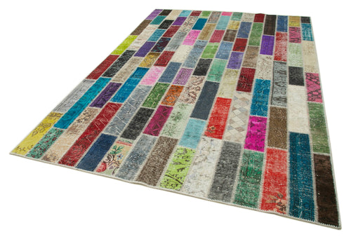 Kırk Yama Gri Patchwork Pamuk Yün El Dokuma Halısı 200x307 Agacan