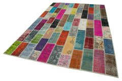 Kırk Yama Gri Patchwork Pamuk Yün El Dokuma Halısı 200x300 Agacan