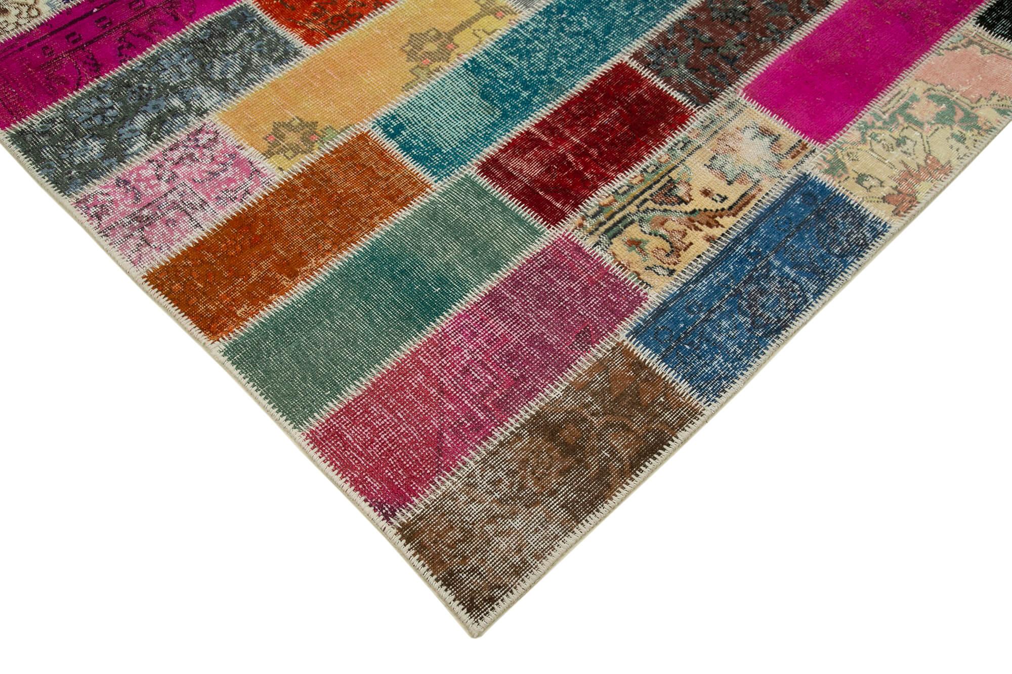 Kırk Yama Gri Patchwork Pamuk Yün El Dokuma Halısı 200x300 Agacan