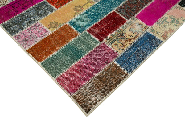 Kırk Yama Gri Patchwork Pamuk Yün El Dokuma Halısı 200x300 Agacan