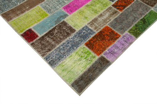 Kırk Yama Gri Patchwork Pamuk Yün El Dokuma Halısı 210x301 Agacan