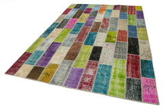 Kırk Yama Gri Patchwork Pamuk Yün El Dokuma Halısı 200x306 Agacan