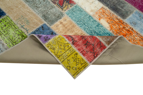 Kırk Yama Gri Patchwork Pamuk Yün El Dokuma Halısı 200x306 Agacan