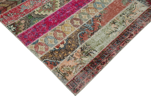 Kırk Yama Gri Patchwork Pamuk Yün El Dokuma Halısı 203x308 Agacan