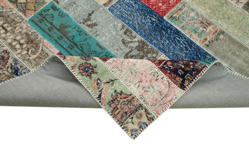 Kırk Yama Gri Patchwork Pamuk Yün El Dokuma Halısı 203x305 Agacan