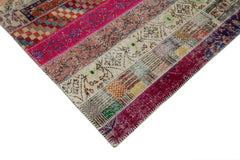 Kırk Yama Gri Patchwork Pamuk Yün El Dokuma Halısı 202x306 Agacan