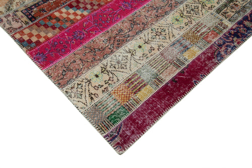 Kırk Yama Gri Patchwork Pamuk Yün El Dokuma Halısı 202x306 Agacan