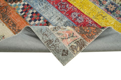 Kırk Yama Gri Patchwork Pamuk Yün El Dokuma Halısı 203x305 Agacan