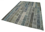 Kırk Yama Gri Patchwork Pamuk Yün El Dokuma Halısı 202x305 Agacan